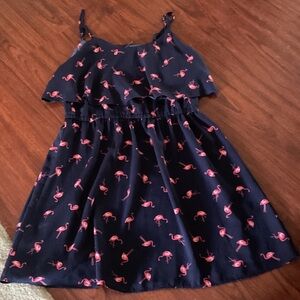 Elle Navy Dress with Pink Flamingo Pattern and adjustable straps size medium